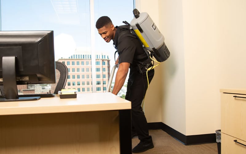 a man in a black shirt