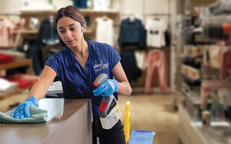 a woman in a blue shirt