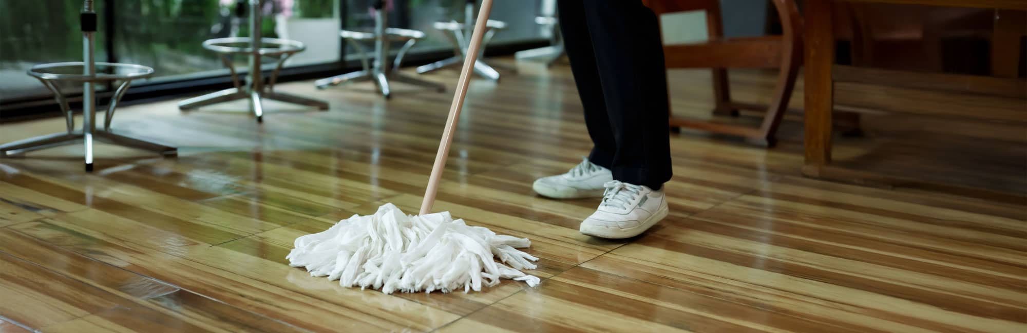 Floor mop at restaurant