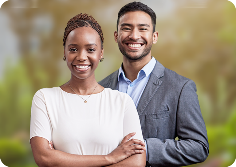 a man and woman standing together