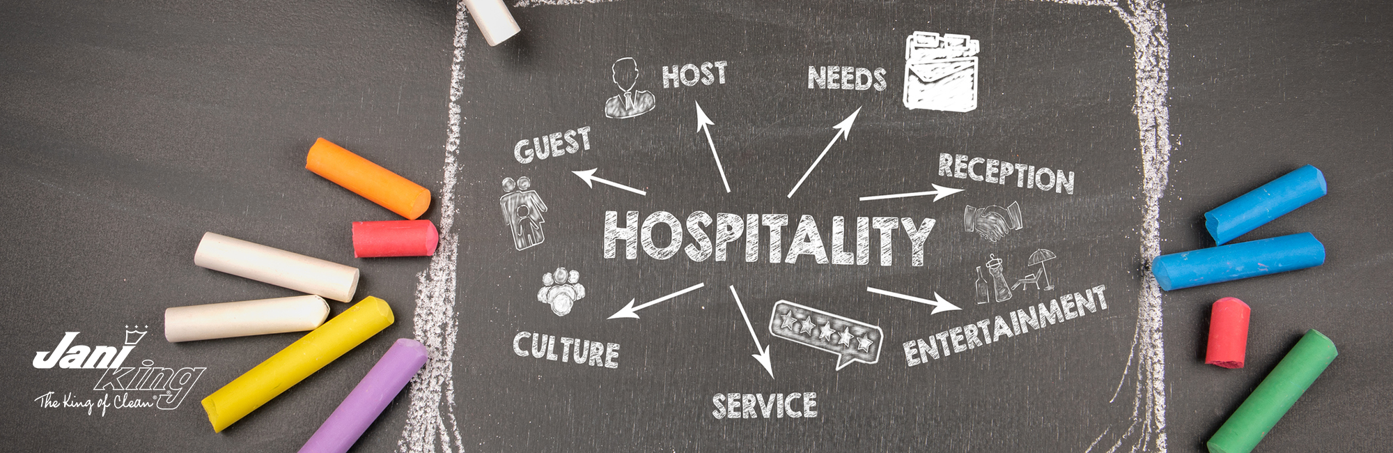 Chalk writing of hospitality and related services for purposes of cleaning
