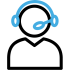 a blue headphone icon