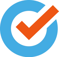 icon orange check with blue circle