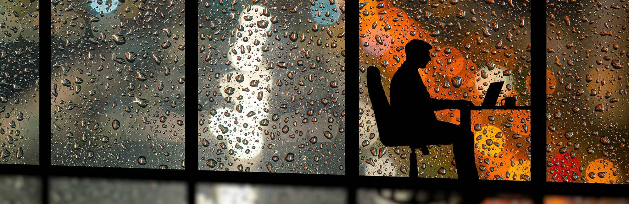 Office worker working after hours in a clean office